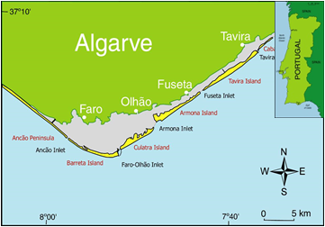 Islands of southern Portugal reached from Olhao and Faro